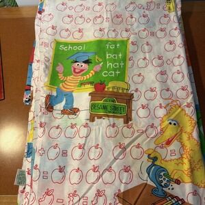 Vtg Sesame Street Twin Flat Sheet School